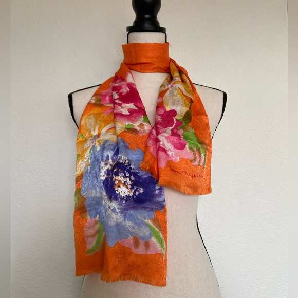 Polo Ralph Lauren Accessories - Polo Ralph Lauren 100% Silk Scarf Orange with Floral Design
